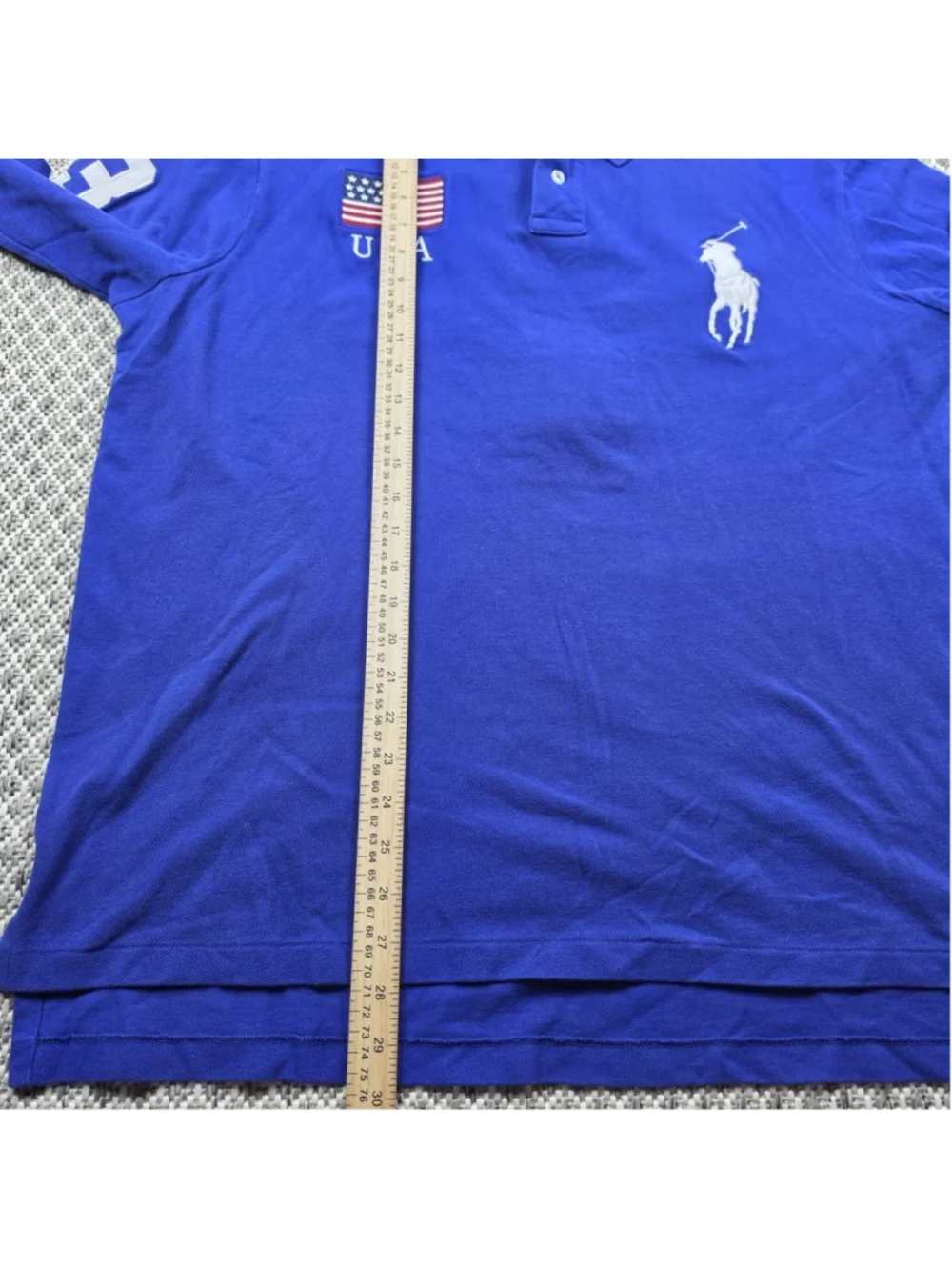Polo Ralph Lauren USA Big Pony Rugby Polo Shirt Blue Long Sleeve XXL
